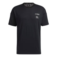 Men's adidas Solid Color Alphabet Printing Round Neck Short Sleeve Japanese Version Black T-Shirt HE5234