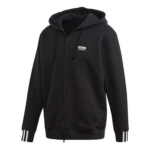 adidas originals Solid Color Casual Sports Hooded Jacket Black ED7230