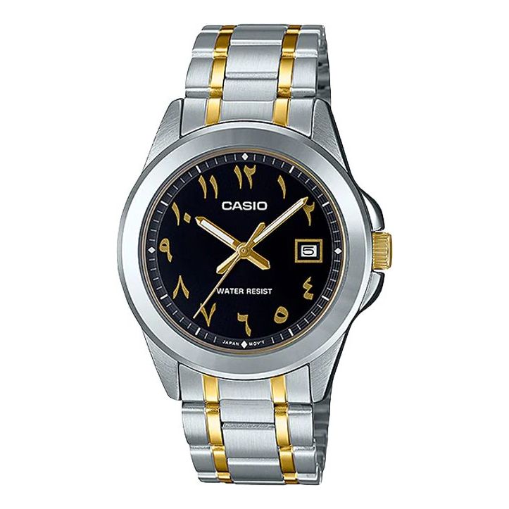 CASIO Sports Business es /Silver Unisex Mens Black Analog MTP-1215SG-1B3DF