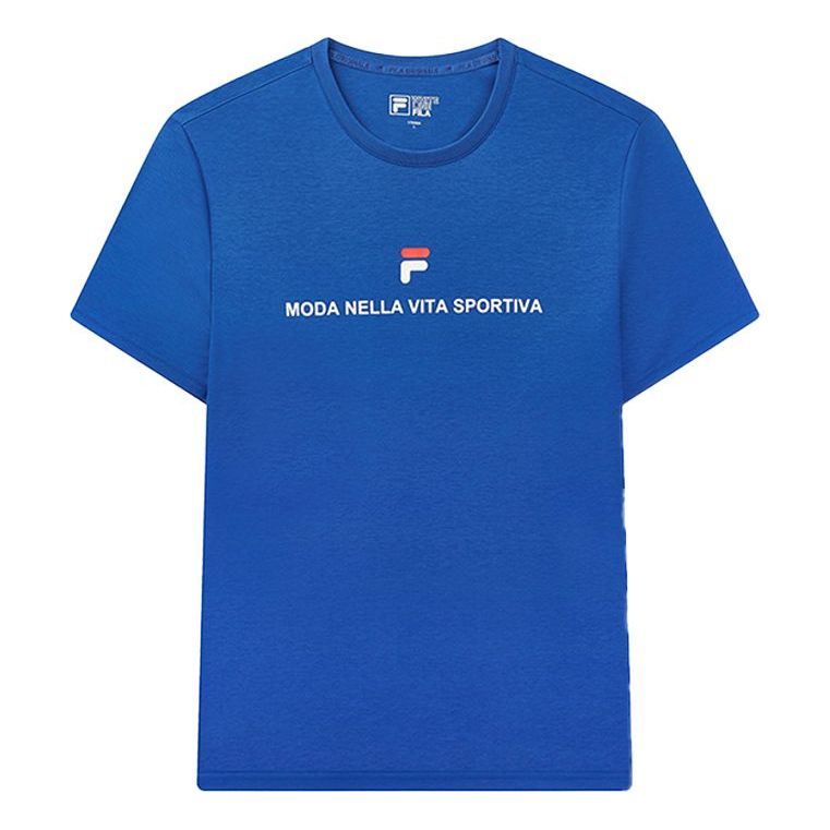 FILA Alphabet Logo Printing Cotton Short Sleeve Blue F11M028155F-BU