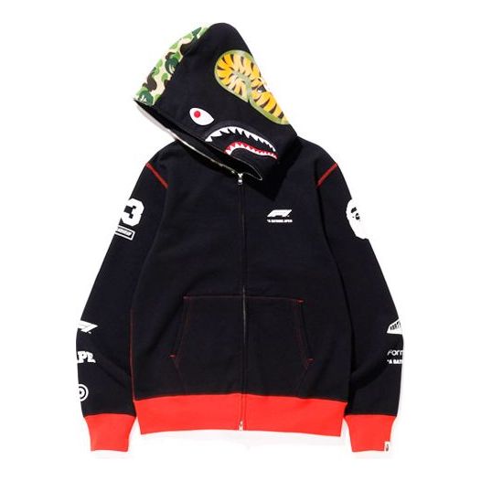 A Bathing Ape Shark Full Zip Hoodie 'Black Red' 1F73-115-901