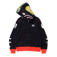 A Bathing Ape Shark Full Zip Hoodie 'Black Red' 1F73-115-901