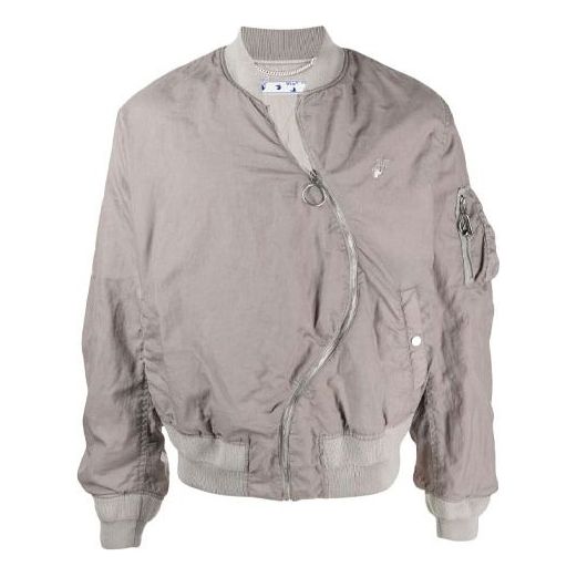 Off-White SS21 Twist aviator Jacket Loose Fit Gray OMEH033S21FAB0010500