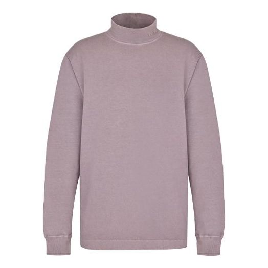 Men's DIOR SS22 Embroidered Logo Pattern Loose Long Sleeves Lavender T-Shirt 213J649A0554-C440