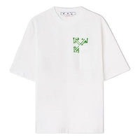 Men's Off-White SS22 Diagonal Arrow Spray Painting Short Sleeve Loose Fit White T-Shirt OMAA126S22JER0050170