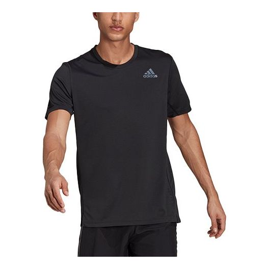 Men's adidas Heat Rdy Tee Solid Color Sports Short Sleeve Black T-Shirt H13218
