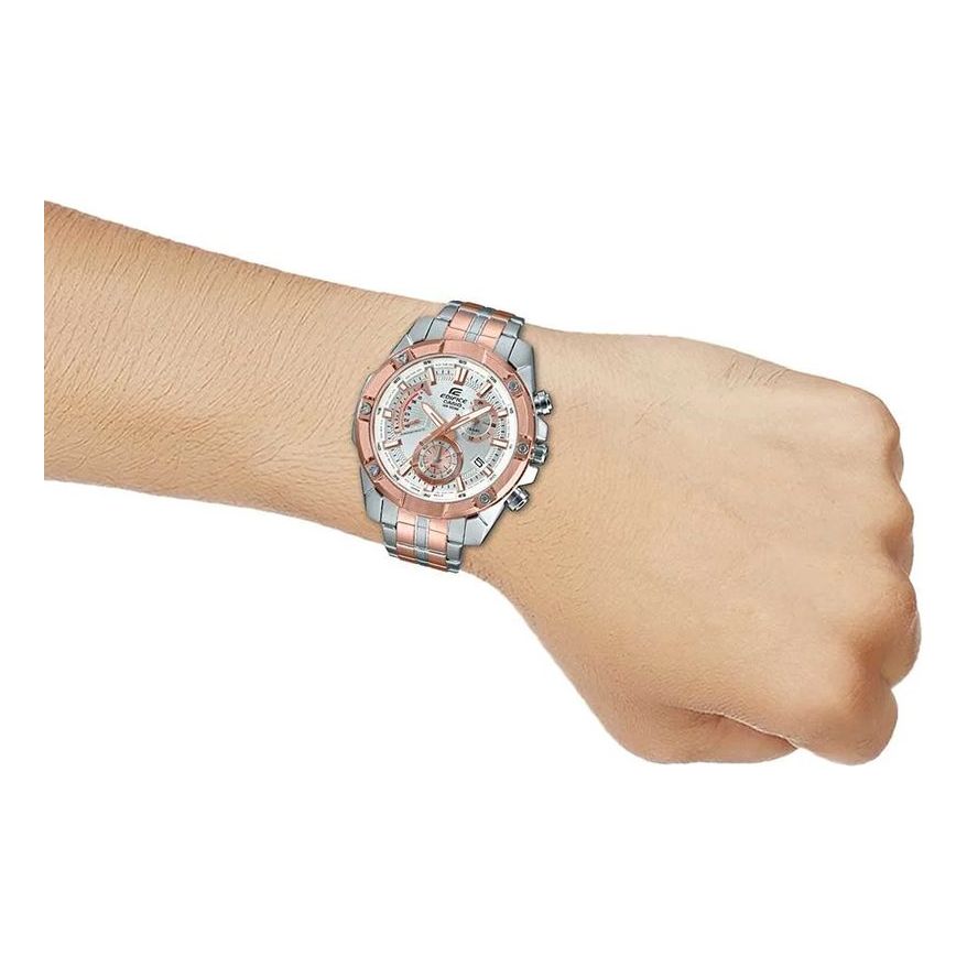 CASIO EDIFICE Waterproof Unisex Mens Rose Gold Analog EFR-559SG-7A