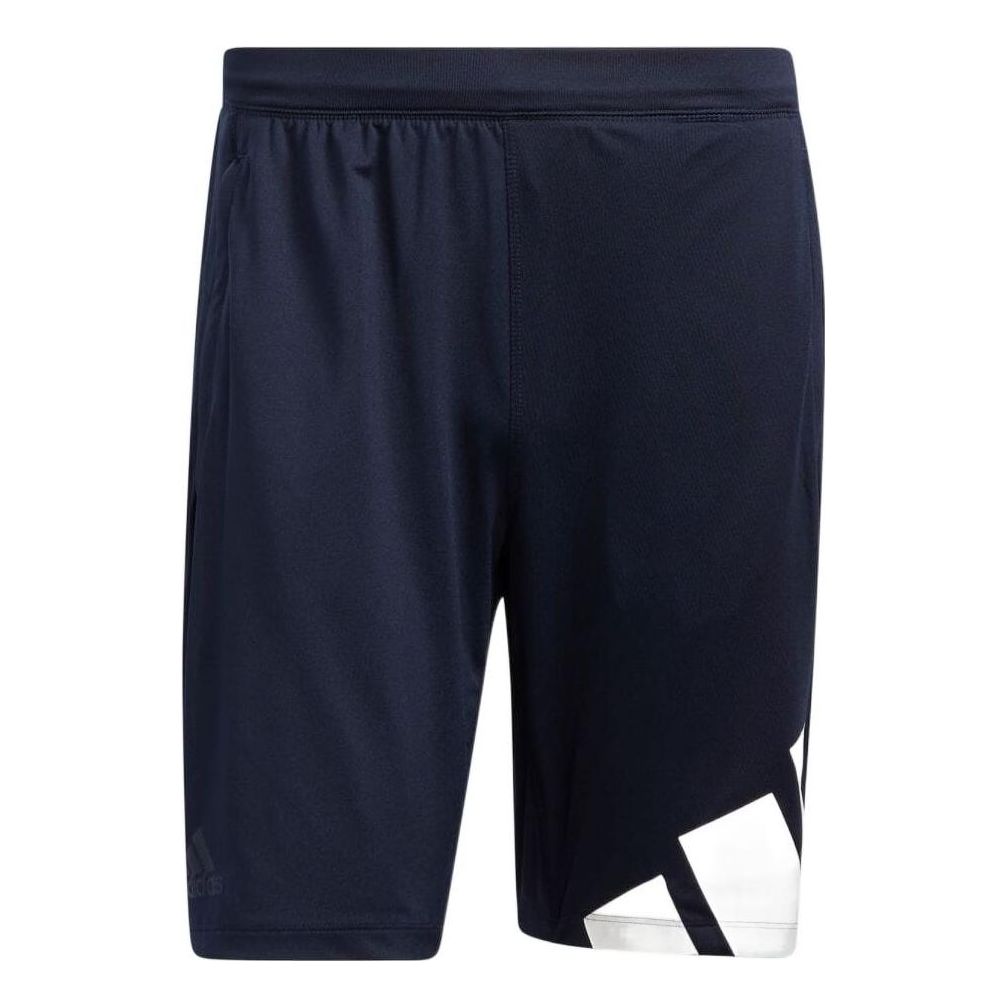adidas Solid Color Breathable Straight Logo Shorts Blue HE6797