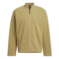 Men's adidas Chest Logo Stand Collar Zipper Long Sleeves Jacket Brown HM5171