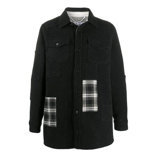 Off-White Plaid Pockets Buttoned Oversized Shirt OMEA227E20FAB0021001