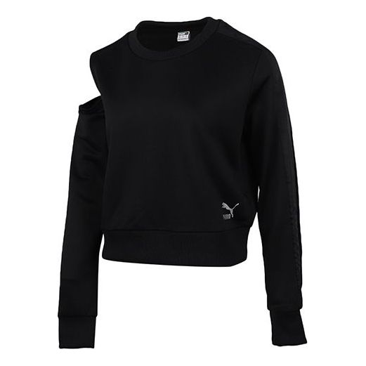 (WMNS) PUMA Fashion Crew Sweater 'Black Grey' 599046-01