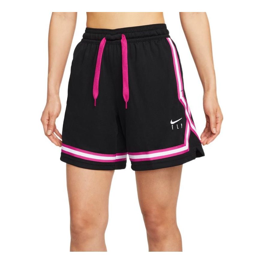 (WMNS) Nike Fly Crossover Embroidered Logo Colorblock Lacing Sports Shorts Black DH7326-011