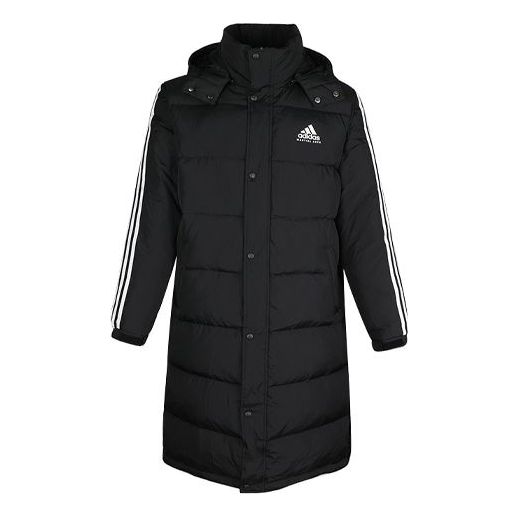 adidas Stay Warm hooded mid-length Down Jacket Couple Style Black AA6784