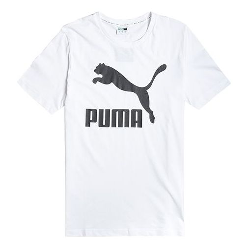 PUMA Classics Logo Tee Casual Sports Large Logo Short Sleeve White 595132-02