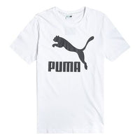 PUMA Classics Logo Tee Casual Sports Large Logo Short Sleeve White 595132-02