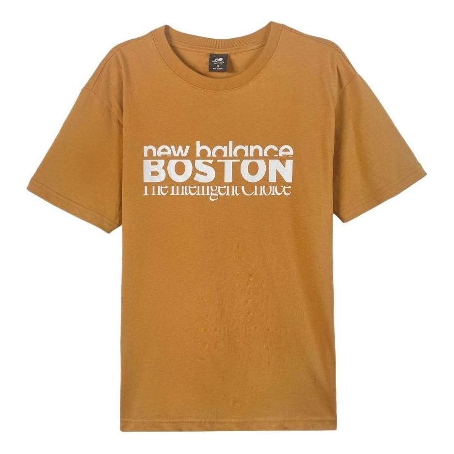 New Balance Boston Print T-Shirt Asia Sizing 'Orange White' AMT23308-RIL