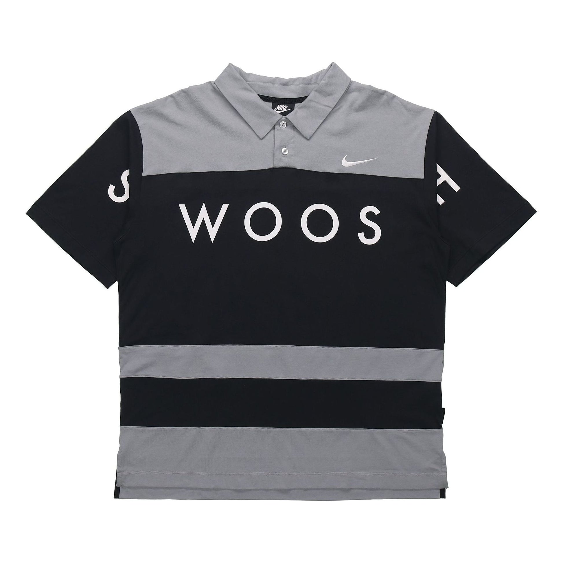 Nike Sportswear Swoosh Logo Printing Contrasting Colors Loose Polo Shirt Black DJ5370-010