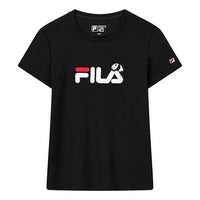 (WMNS) FILA Embroidered Panda Alphabet Short Sleeve Black F11W018141F-BK