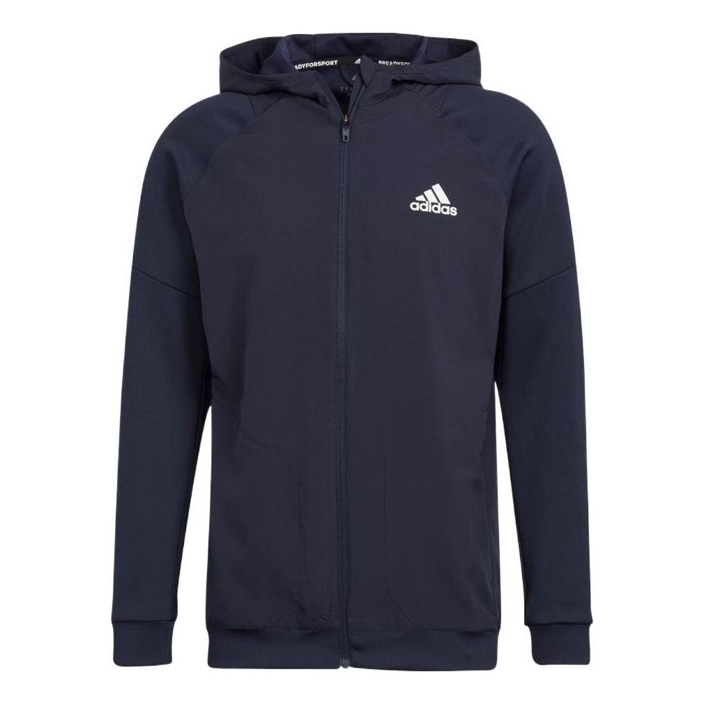 Men's adidas Zipper Hooded Long Sleeves Jacket Japanese Version Blue HC4252