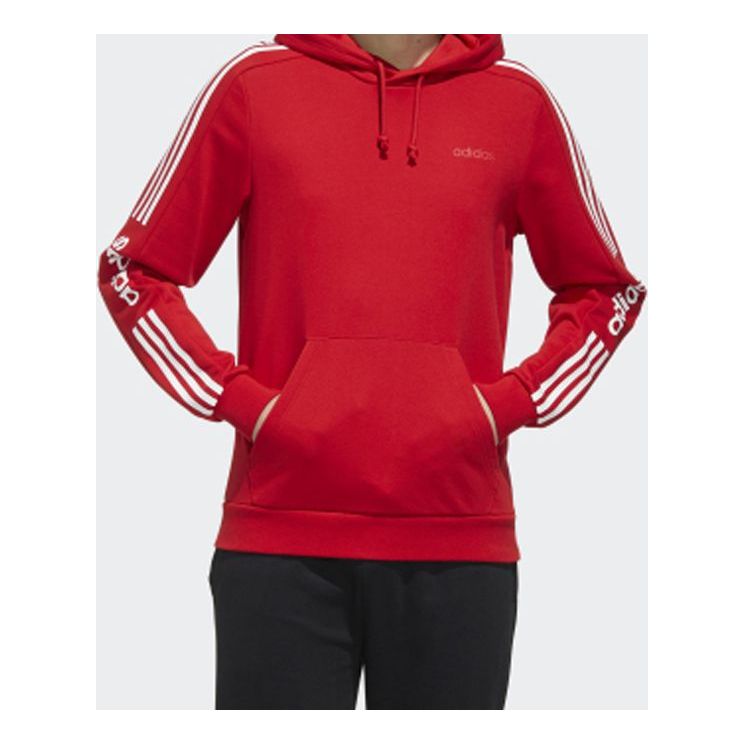 adidas neo M Ce 6S Hdy Side Stripe Knit Sports Pullover Red FU1070