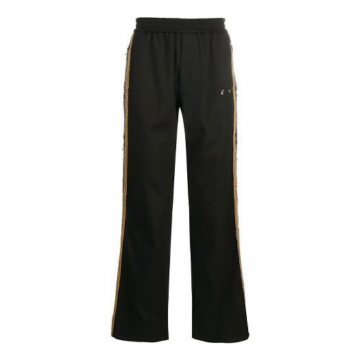 Men's Off-White Logo Side Stripe Sports Pants/Trousers/Joggers Loose Fit Black OMCA151F20FAB0011001