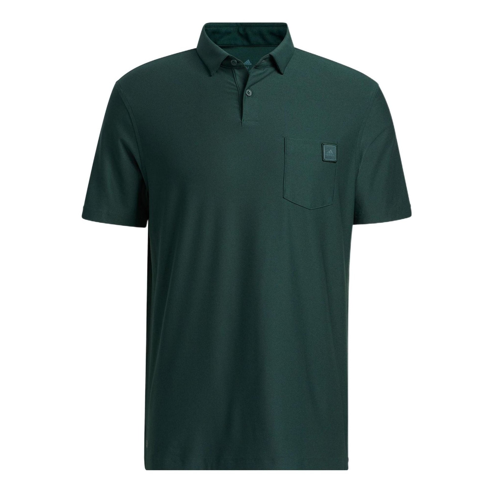 Men's adidas Solid Color Logo Embroidered Lapel Sports Short Sleeve Green Polo Shirt HN4537