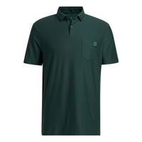 Men's adidas Solid Color Logo Embroidered Lapel Sports Short Sleeve Green Polo Shirt HN4537