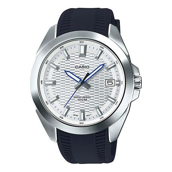 Men's CASIO 100 Meter Waterproof Watch Leather Black Strap Mens MTP-E400-7AV