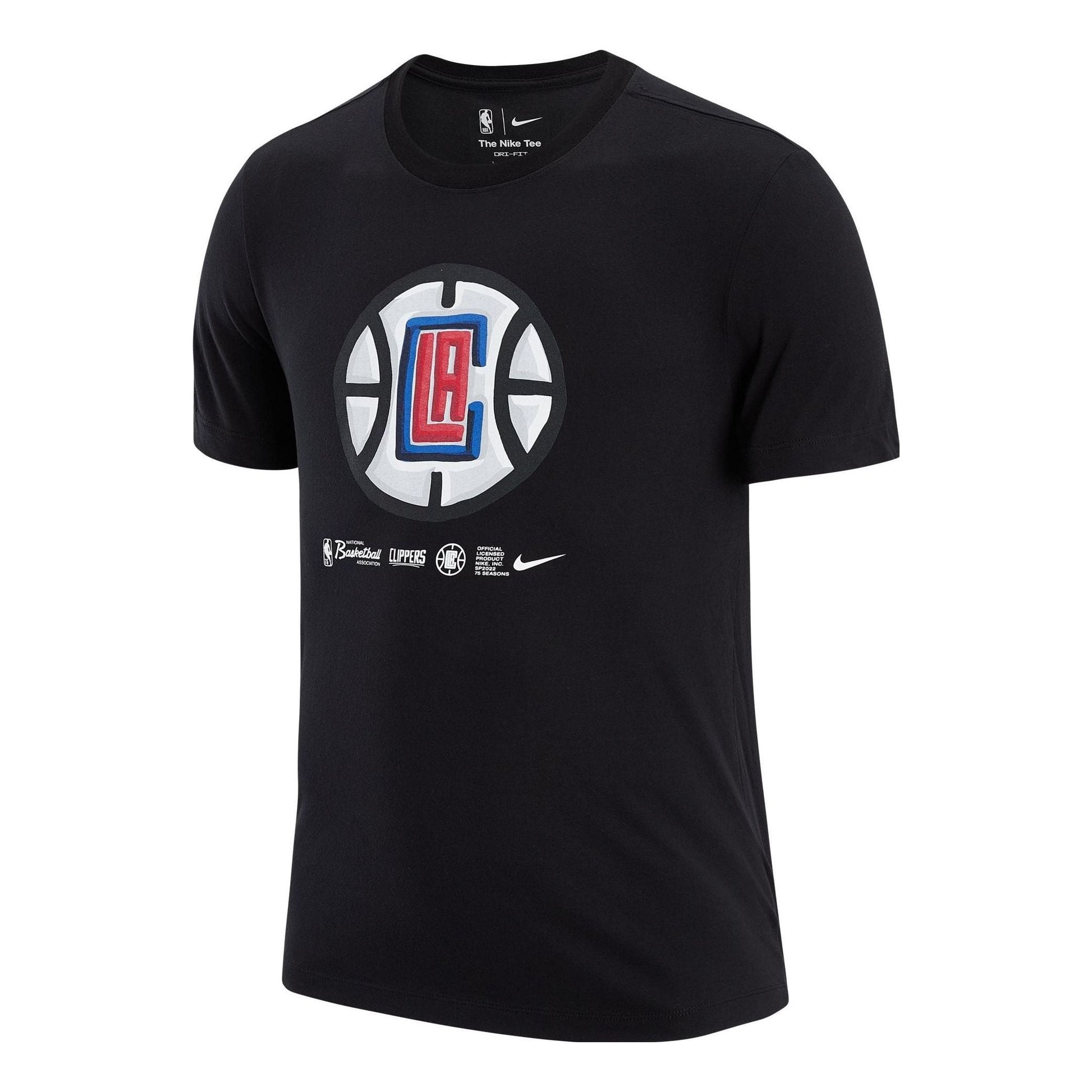 Nike Los Angeles Clippers Alphabet Geometry Pattern Round Neck Short Sleeve Black DH6791-010