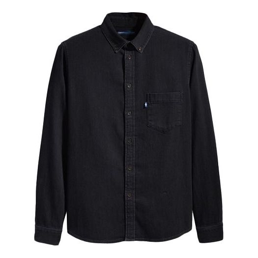 Men's Levis Midnight Blue Series Lapel Cotton Shirt Black 26454-0056