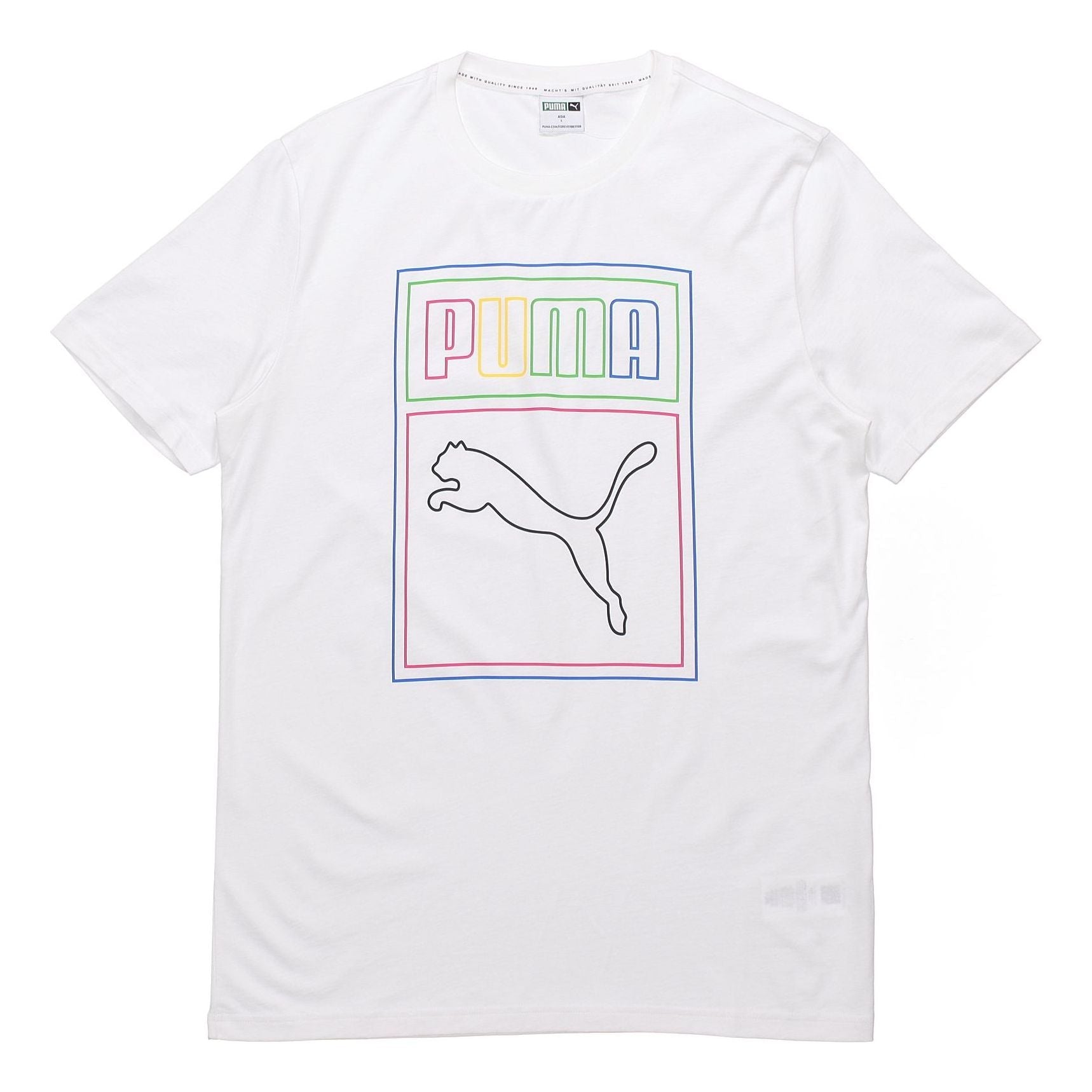 PUMA Graphic Printing Round Neck Short Sleeve White 598245-02