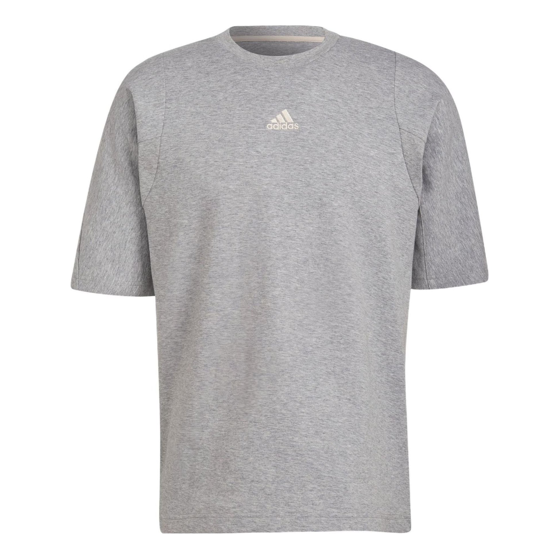 Men's adidas Internal Tee Solid Color Logo Round Neck Pullover Sports Short Sleeve Medium Hemp Grey T-Shirt HB6597