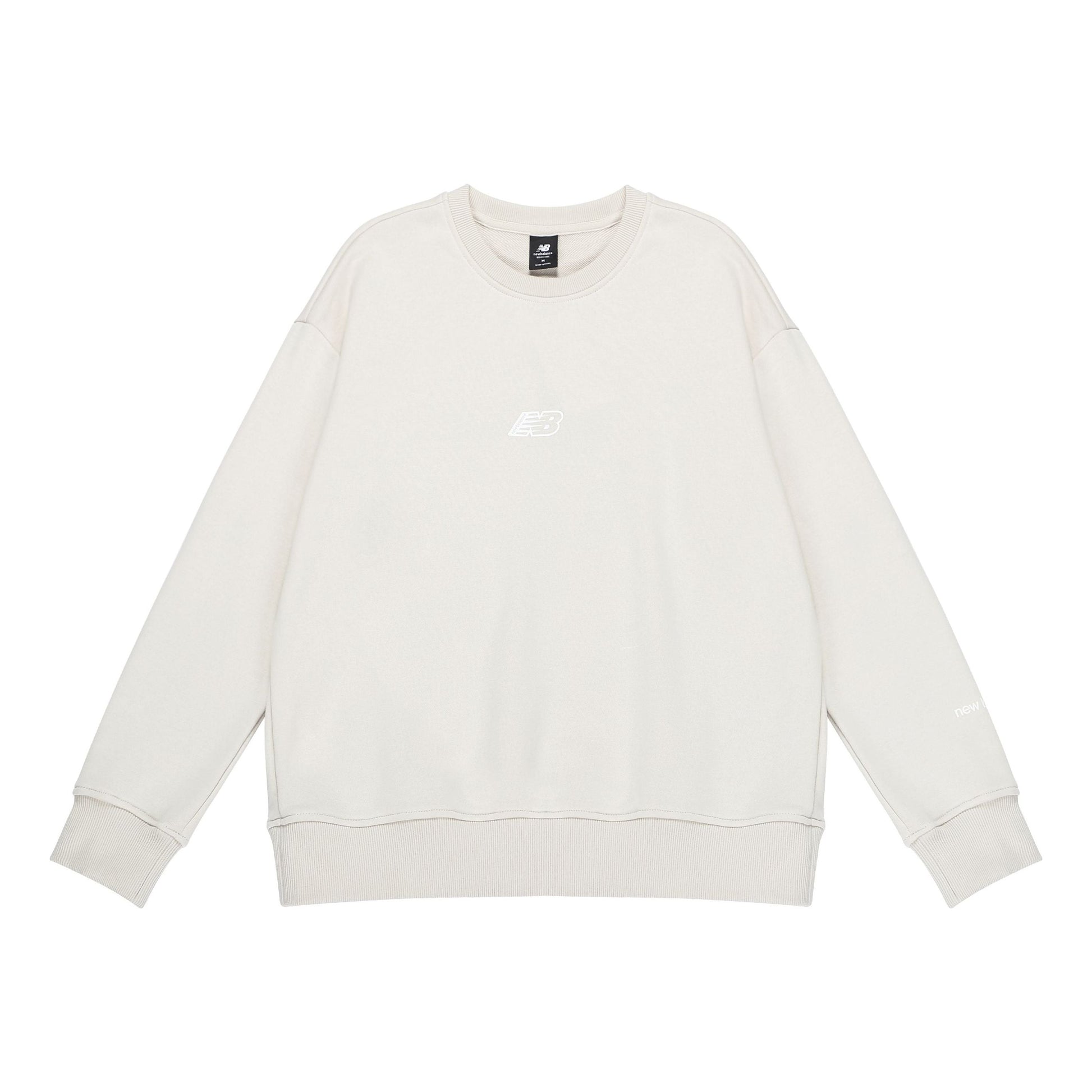 (WMNS) New Balance Logo Print Fleece Sweatshirt Asia Sizing 'Beige White' AWT23514-MBM