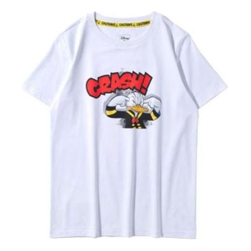 (WMNS) Li-Ning x Disney Funny Donald Duck Printing Short Sleeve Tee 'White Red' AHSP054-1