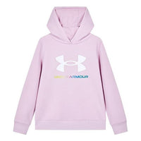 (GS) Under Armour Logo Printed Hoodie 'Pink White' 234203330