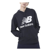(WMNS) New Balance Essentials Stacked Logo Oversized Pullover Hoodie Asia Sizing 'Black' WT03547-BK