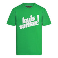 Men's LOUIS VUITTON FW21 Alphabet Pattern Round Neck Short Sleeve Green 1A97OC