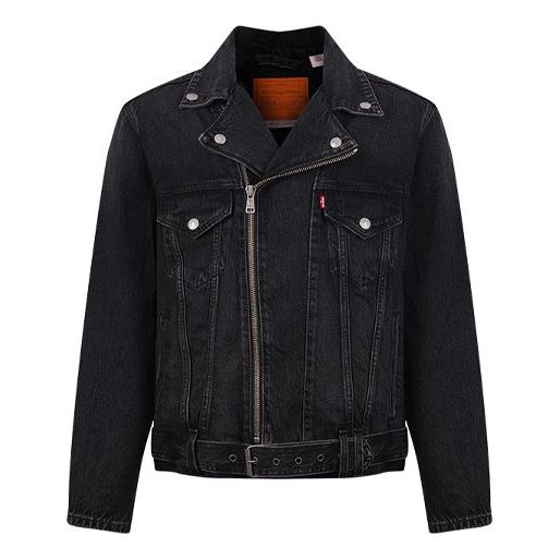 Men's Levis Zipper Long Sleeves Denim Jacket Black 26463-0001