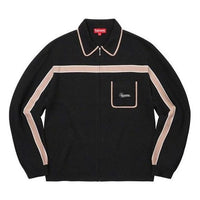 Supreme Chest Stripe Zip Up Cardigan 'Black Beige' SUP-FW21-158