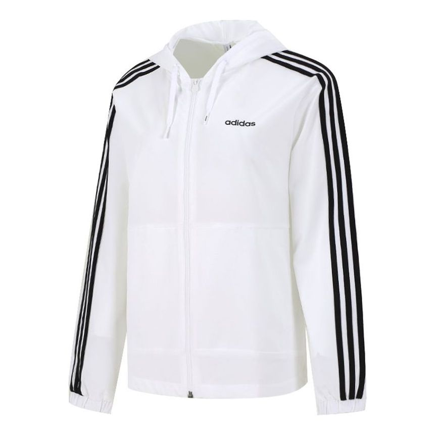 (WMNS) adidas neo Training Sports Stripe Loose Hooded Jacket White H36745