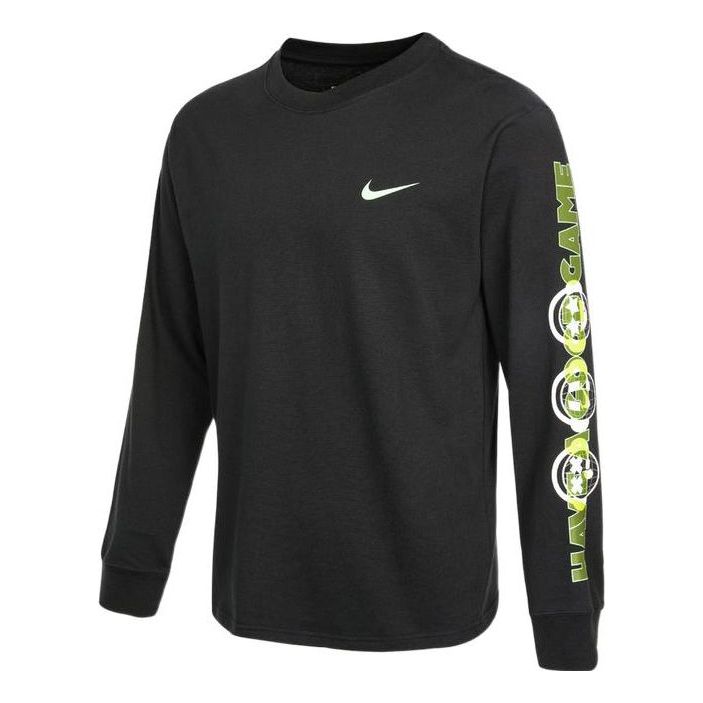Men's Nike Logo Casual Round Neck Long Sleeves Pullover Black DM6946-010