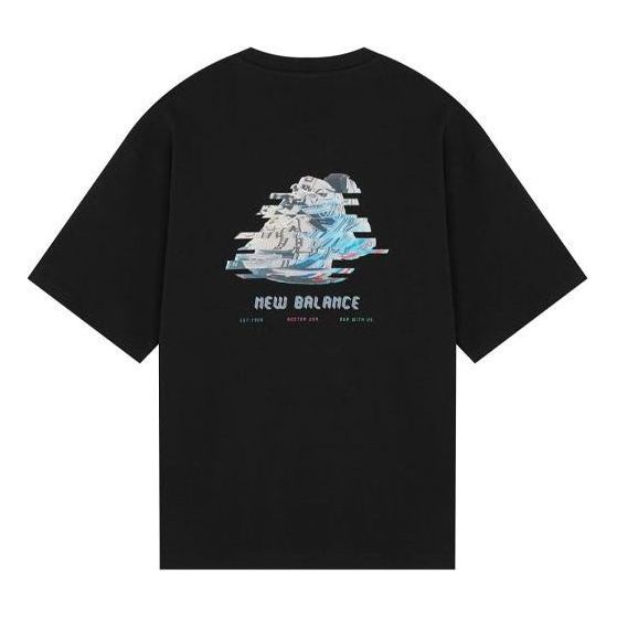 New Balance Graphic Print Tee Asia Sizing 'Black Blue' AMT22387-BK