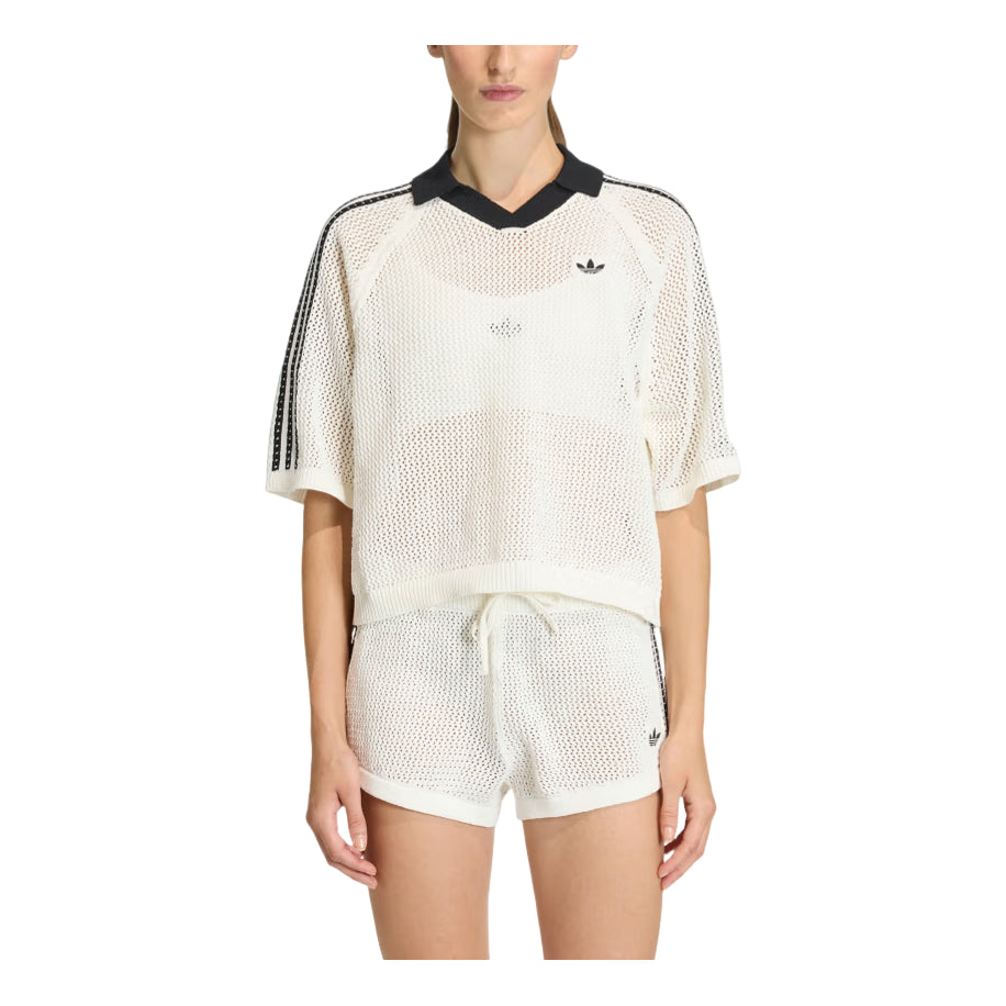 (WMNS) adidas Polo Shirt Asia Sizing 'White Black' KC6490