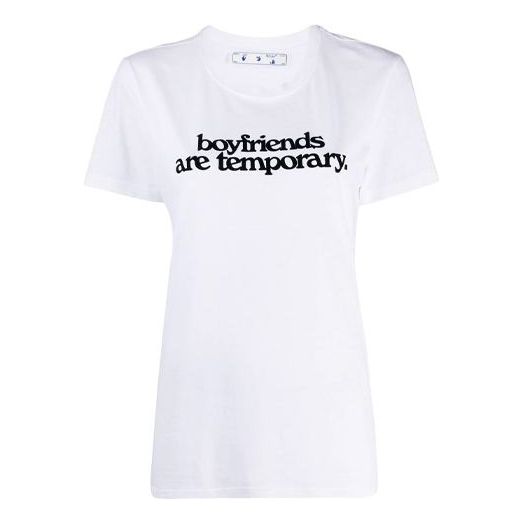 (WMNS) Off-White Slogan Alphabet Printing Short Sleeve Slim Fit Version White OWAA049F20JER0080110