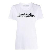 (WMNS) Off-White Slogan Alphabet Printing Short Sleeve Slim Fit Version White OWAA049F20JER0080110
