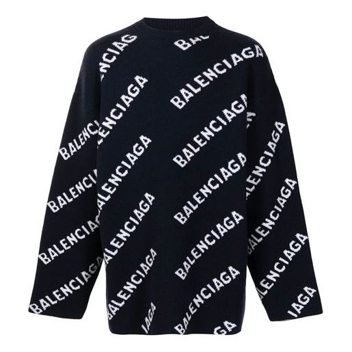 Balenciaga Intarsia Knit Logo Jumper 'Black' 623283T15674177