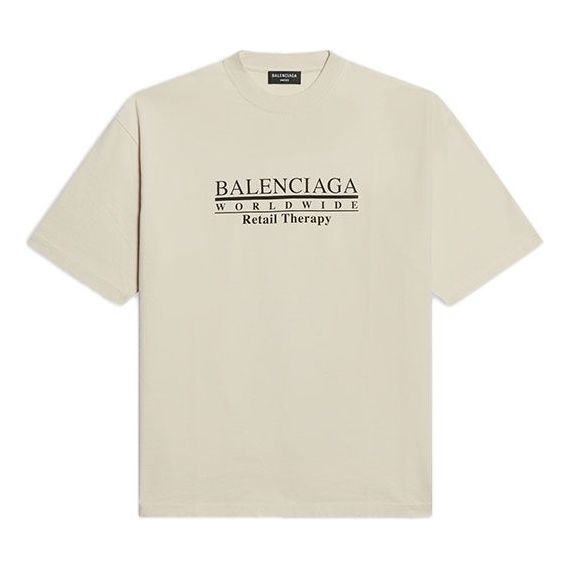Balenciaga Retail Therapy Medium Fit T-Shirt 'Ivory Black' 612966TLVB19054