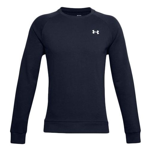 Men's Under Armour Rival Cotton Training Sports Round Neck Navy Blue 1357104-410