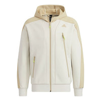 adidas Training logo Sports Contrasting Colors Hooded Jacket Creamy White H39238