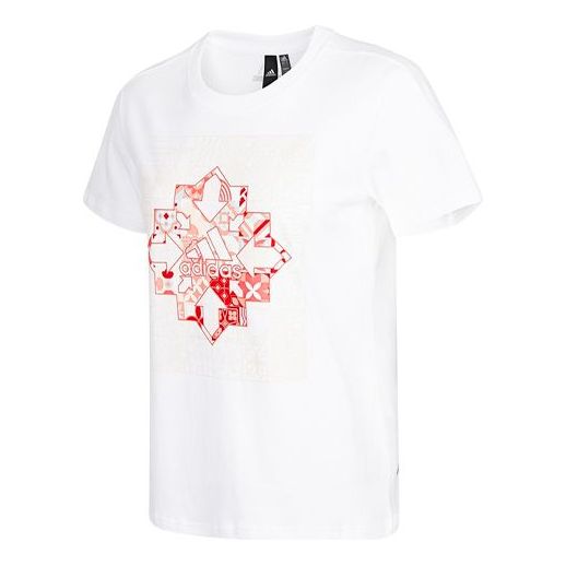 (WMNS) adidas CNY Limited Sports Round Neck Printing Short Sleeve White T-Shirt HC2808